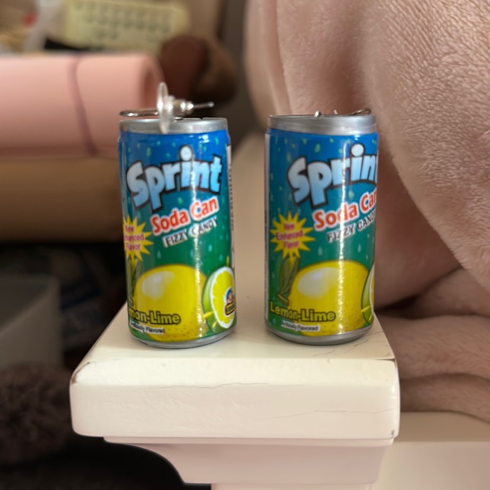 Hand Crafted Mini Soda Can Novelty Dangling Earrings